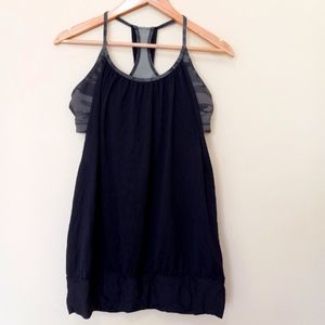 LULULEMON Womens Black green camo built in bra athletic top size 10